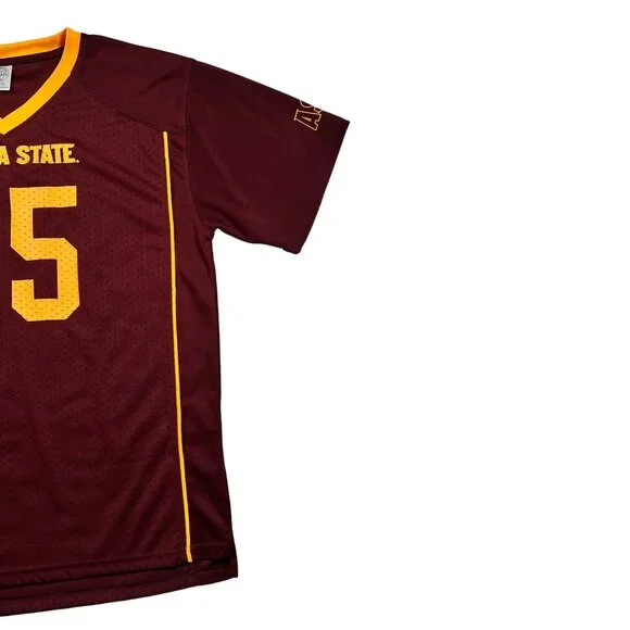 NWT Threads Boy's S/S ARIZONA STATE SUN DEVILS V-Neck Jersey Maroon Gold XL - Picture 4 of 12